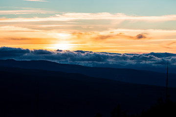 Roiling clouds at sunset