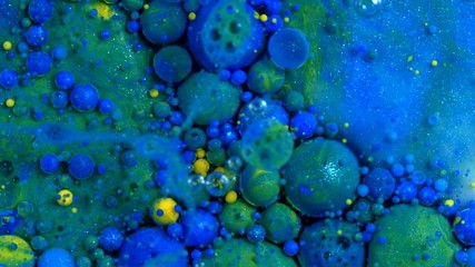 Bright Vibrant Swirling Colors - blue and yellow and green balls spheres orbs 1