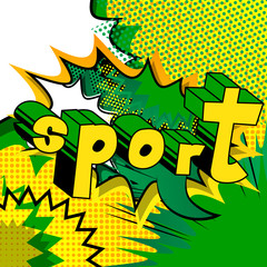 Sport - Comic book style word on abstract background.