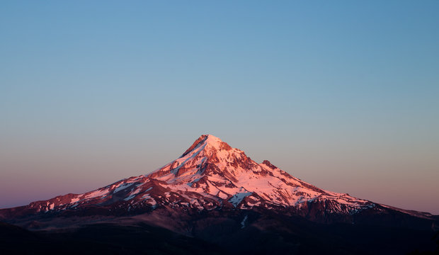 Dusk Alpenglow from Lost Lake Butte of Mt. Hood