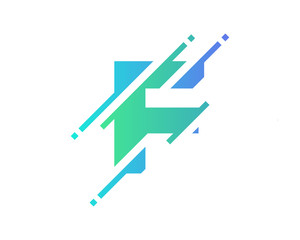 Digital Letter F Pixel Icon Logo Design Element