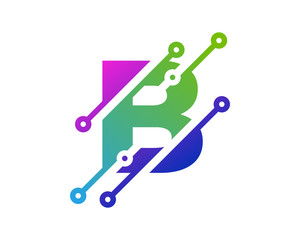 Digital Letter B Technology Icon Logo Design Element