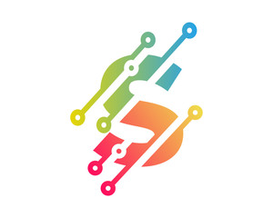 Digital Letter S Technology Icon Logo Design Element