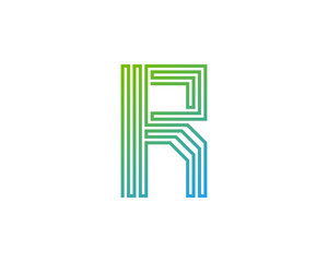 Single Line Letter R Icon Logo Design Element