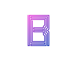 Single Line Letter B Icon Logo Design Element