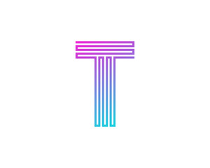 Single Line Letter T Icon Logo Design Element
