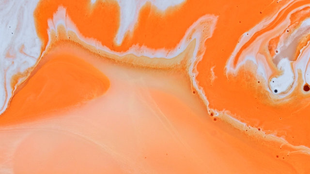 Orange and white creamsicle 2 vibrant bright paint and oil color swirls entropy