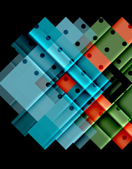 Colorful triangles and arrows on dark background