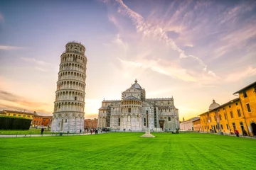 Fotobehang De scheve toren Kathedraal van Pisa en de scheve toren