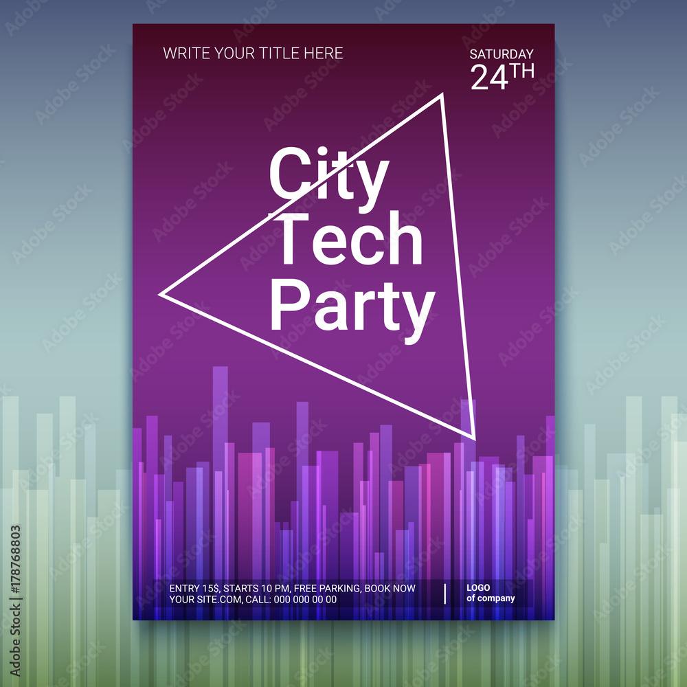 Poster vector template of banner, design layout for brochure, flyer. poster design with abstract glow lines