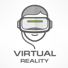 Man in virtual reality headset on white, vr glasses and helmet