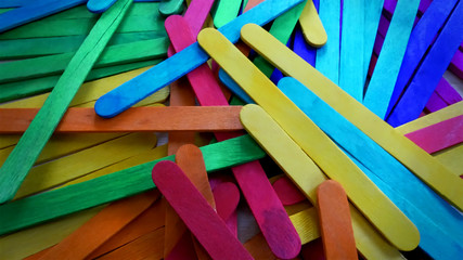 Pile of Colorful Ice Cream Sticks