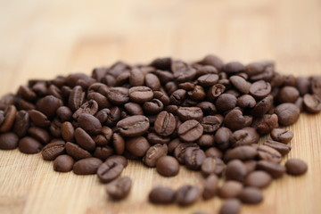 Coffee grains close-up.