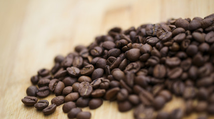 Coffee grains close-up.