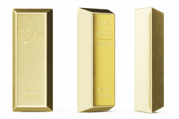 Gold Bar isolated on white background, weight of Gold Bars 1000 grams Concept of wealth and reserve. Concept of success in business and finance, 3d illustration
