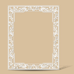 carved vintage frame made of paper photo with shadow