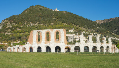 Gubbio, one of the most beautiful small town in Italy. The ruins of the Roman theater