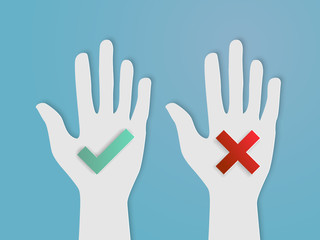 hands vote yes and no paper art