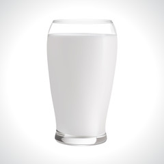 Glass of milk isolated on white. Vector illustration