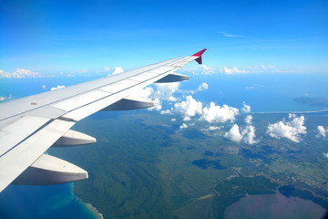 Fototapeta na wymiar Aerial view of Bali Island from aircraft