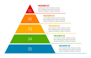 Triangle pyramid chart infographic flat vector diagram for presentations - obrazy, fototapety, plakaty