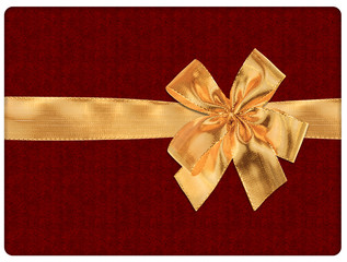 noeud ruban tissu or emballage cadeau rouge 
