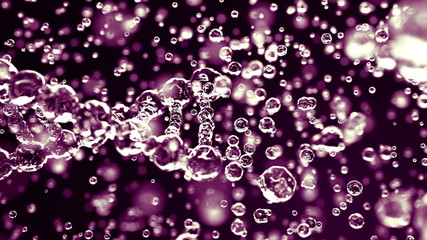 Transparent DNA molecule against purple background, 3D rendering