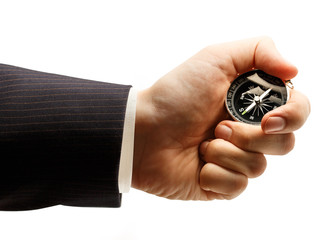Compass in male hand