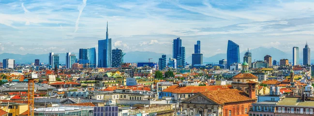Peel and stick wall murals Milan Milan new city view from above
