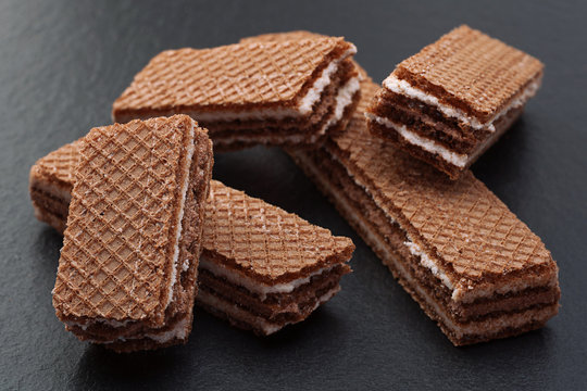 Brown wafer on black