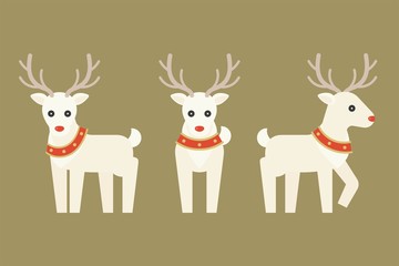 Christmas reindeer with red and gold collar in flat design vector