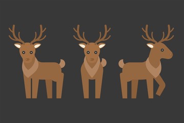 reindeer icon, flat design in front and side