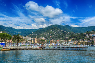 Fototapeta premium Italian old town Rapallo sea view