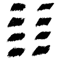 set of grunge artistic brush strokes in black on white