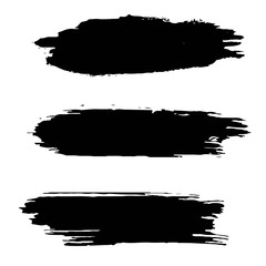 set of grunge artistic brush strokes in black