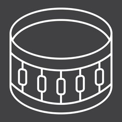 Snare Drum line icon, music and instrument, beat sign vector graphics, a linear pattern on a black background, eps 10.