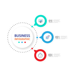 Modern infographics process  with connected , icons and text for 3 steps.