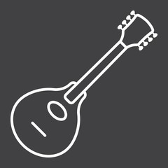 Mandolin line icon, music and instrument, sound sign vector graphics, a linear pattern on a black background, eps 10.