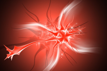 3d rendered neuron cell isolated on color background