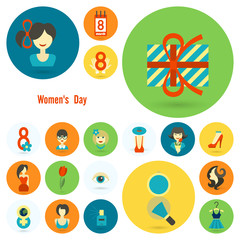 Fototapeta premium Womans Day Icon Set