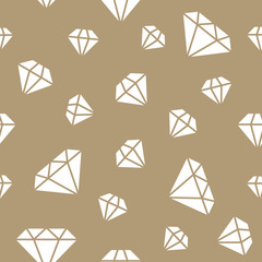 Jewelry seamless pattern, diamonds line illustration. Vector icons of brilliants. Fashion store gold repeated background.
