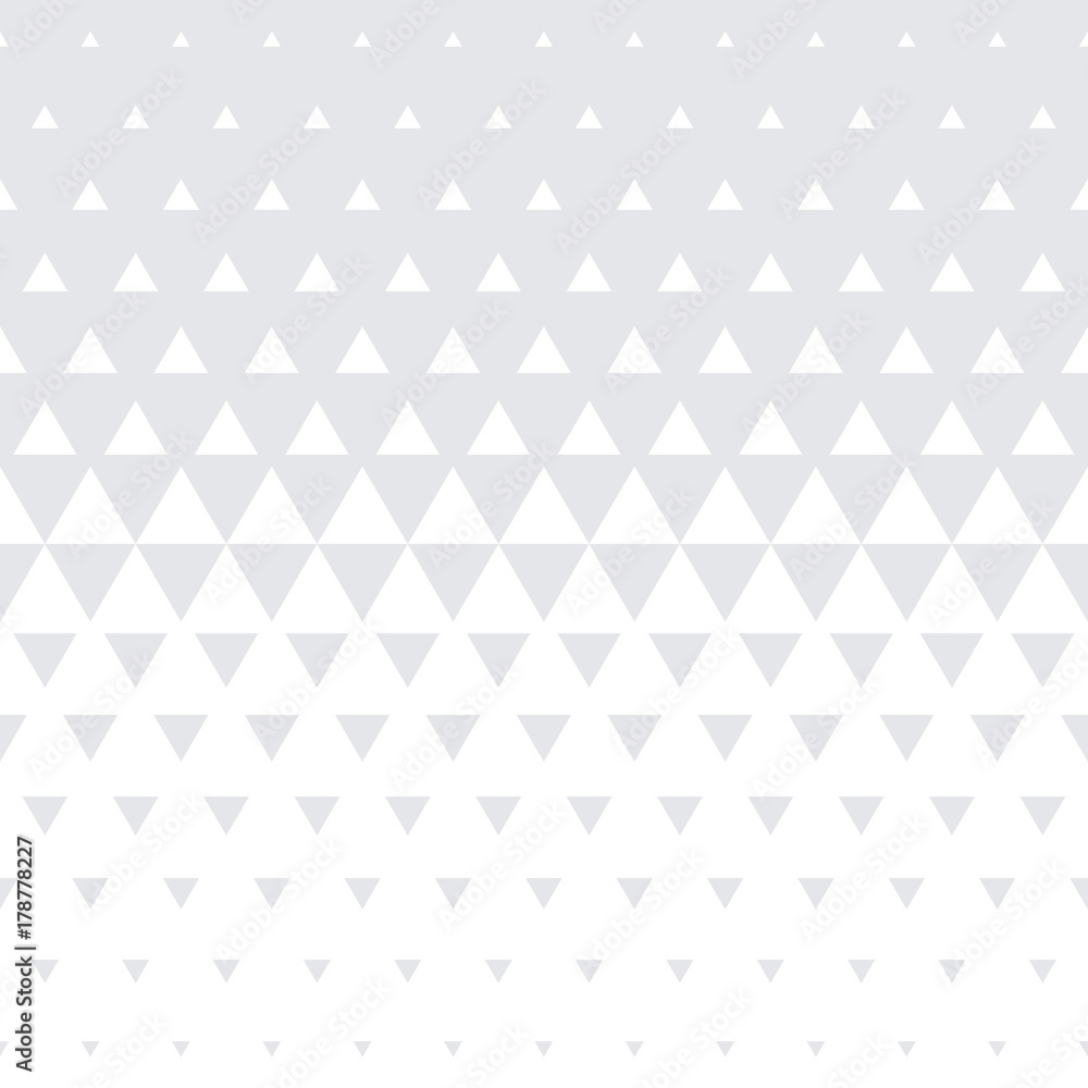 Aufkleber Triangle geometric pattern background. Vector seamless abstract white halftone minimal gradient with simple modern graphic texture for interior decor wall panel or tile texture design