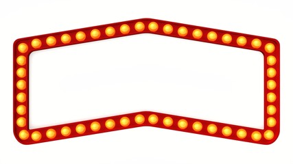 Marquee light board sign retro on white background. 3d rendering