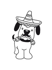 rasseln mexikaner mustache schnurrbart hut sombrero musik schwanz wedeln hund welpe süß niedlich halsband haustier comic cartoon