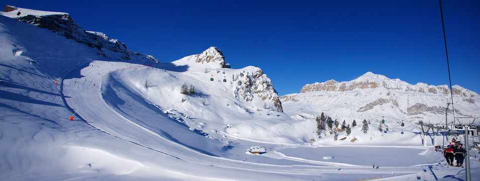Mountain winter panorama from the Marmolada, Italy