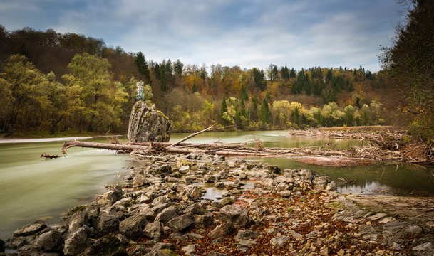 Georgenstein in the Isar River South of Munich, Bavaria, Germany