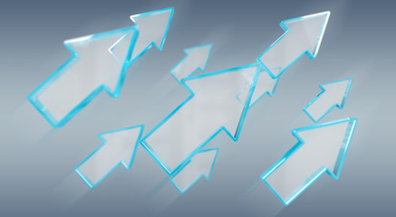 Digital modern blue arrow 3D rendering