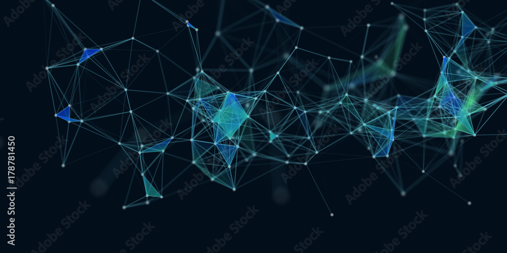 Fototapete abstract technology futuristic geometrical and science color neon background with space for copy. pl
