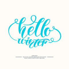 Modern hand drawn lettering phrase Hello winter.