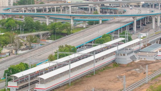 Little Ring of the Moscow Railways timelapse - is a 54.4-kilometre-long orbital railway in Moscow, Russia. Shelepikha Station
